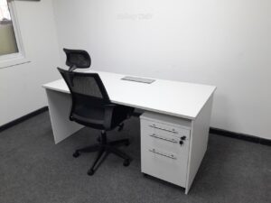 White desk with mobile pedestal 1600mm x 800mm