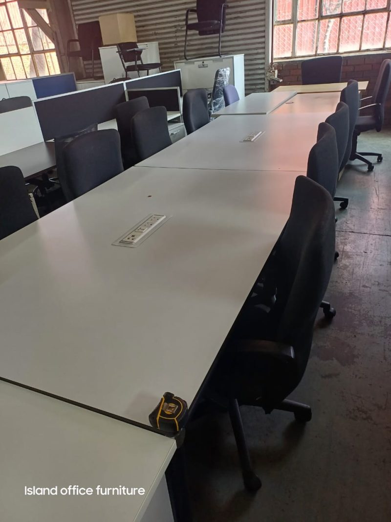 White Boardroom table 3600mm x 1200mm