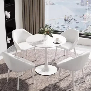 Ebony Round Dining Table White