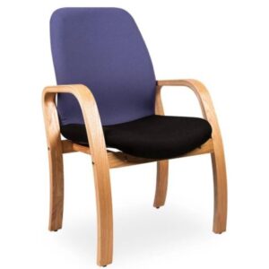 Wood Range Visitors Chair in Contract Fabric Black, Blue, or Burgundy