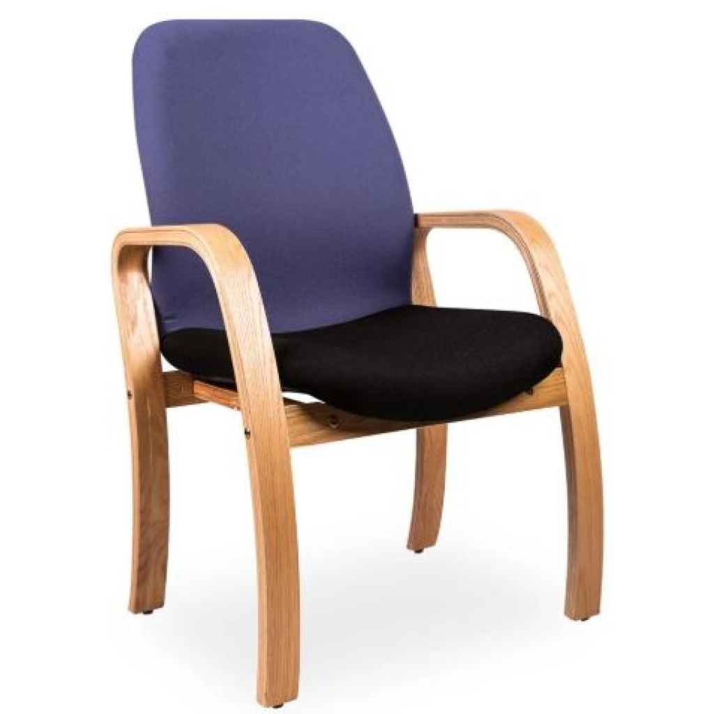 Wood Range Visitors Chair in Contract Fabric Black, Blue, or Burgundy
