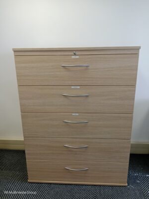 Summer Oak 5 Drawer Filling Cabinet 1500mm x 1100mm x 600mmD