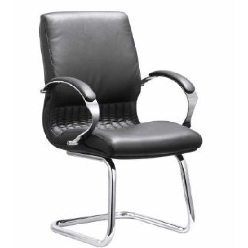 DB035B Executive Visitors Chair in Black Genuine Leather
