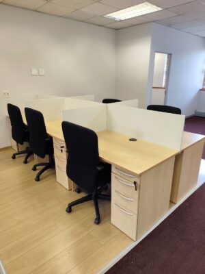 Maple Six Way Cluster Desk 3600mm x 1400mm