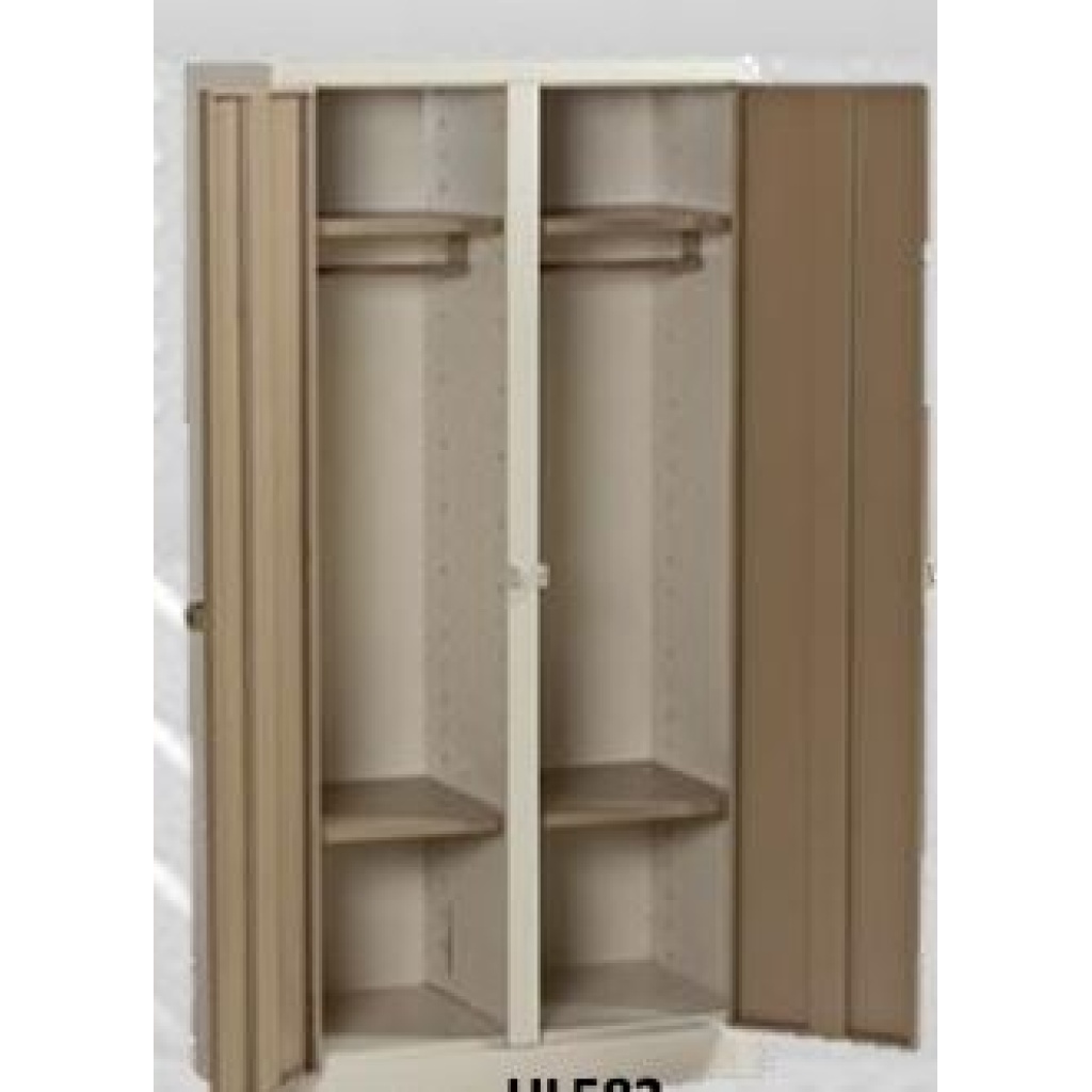 Double Hostel Locker 1800x790x520 with Top & Bottom Shelf in Ivory Karoo or Grey