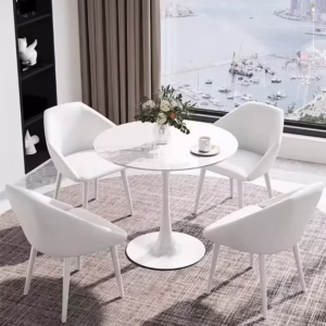 Ebony Round Dining Table White 800mm x 800mm