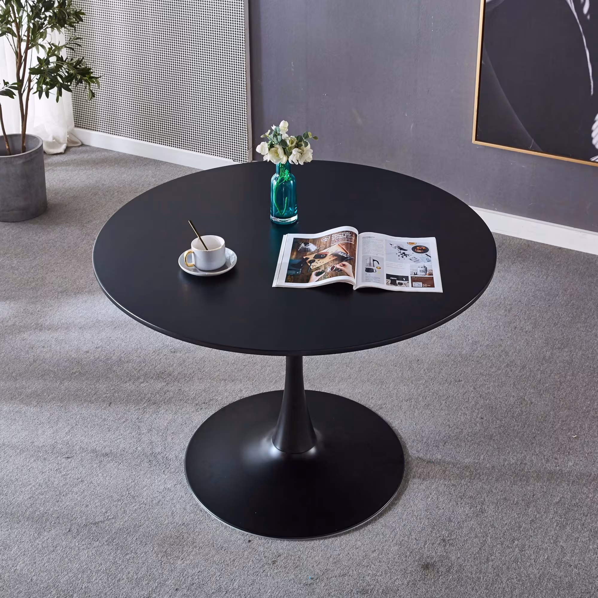 Ebony Round Dining Table Black 800mm x 800mm
