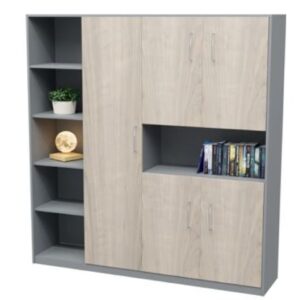 DIS002 Display Unit 1800x900x400, 1 x Open Bookshelf / 4 x Hinged Doors / DIS003 Display Unit 1800x900x400, 1 x Hinged Door / 5 x Pigeonhole in any Standard Melamine Colour