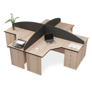D-Network Cluster Desk with Centre Column 1600×1200 in any Standard Melamine Colour