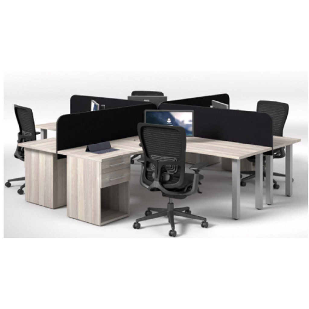 Callisto Cluster Desk with 50mm Square Steel Legs in any Standard Melamine Colour