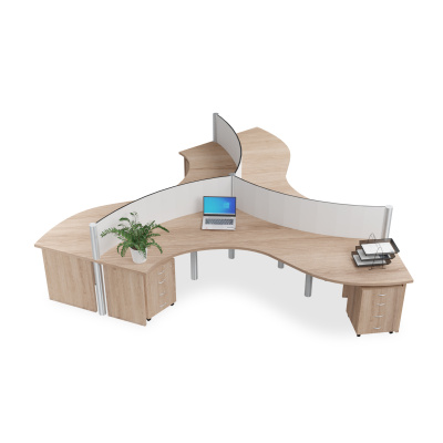 Zen Cluster Desk 2240×750 / 600×1420 (Complete 3-Way Setup with Screens) in any Standard Melamine Colour - Image 2