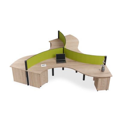 Zen Cluster Desk 2240×750 / 600×1420 (Complete 3-Way Setup with Screens) in any Standard Melamine Colour