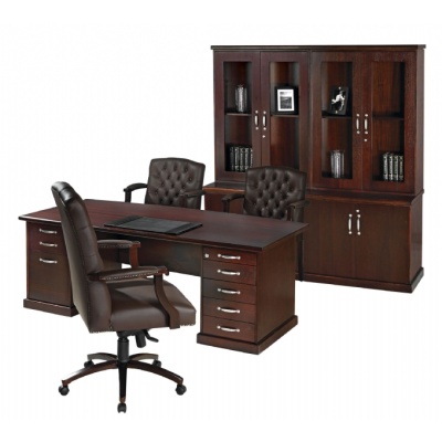 Cordia Double Pedestal Desk in 1800×1000 in Mahogany Veneer