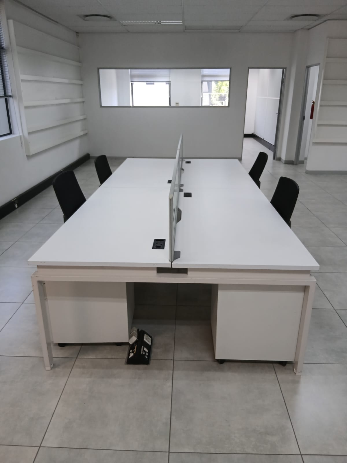 White 4 Way Cluster Desk 3200mm x 1600mm - Image 5