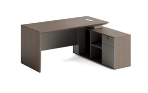 Nexus Executive Office Desk 1400 × 1200mm | Almond Grey | Left or Right Hand