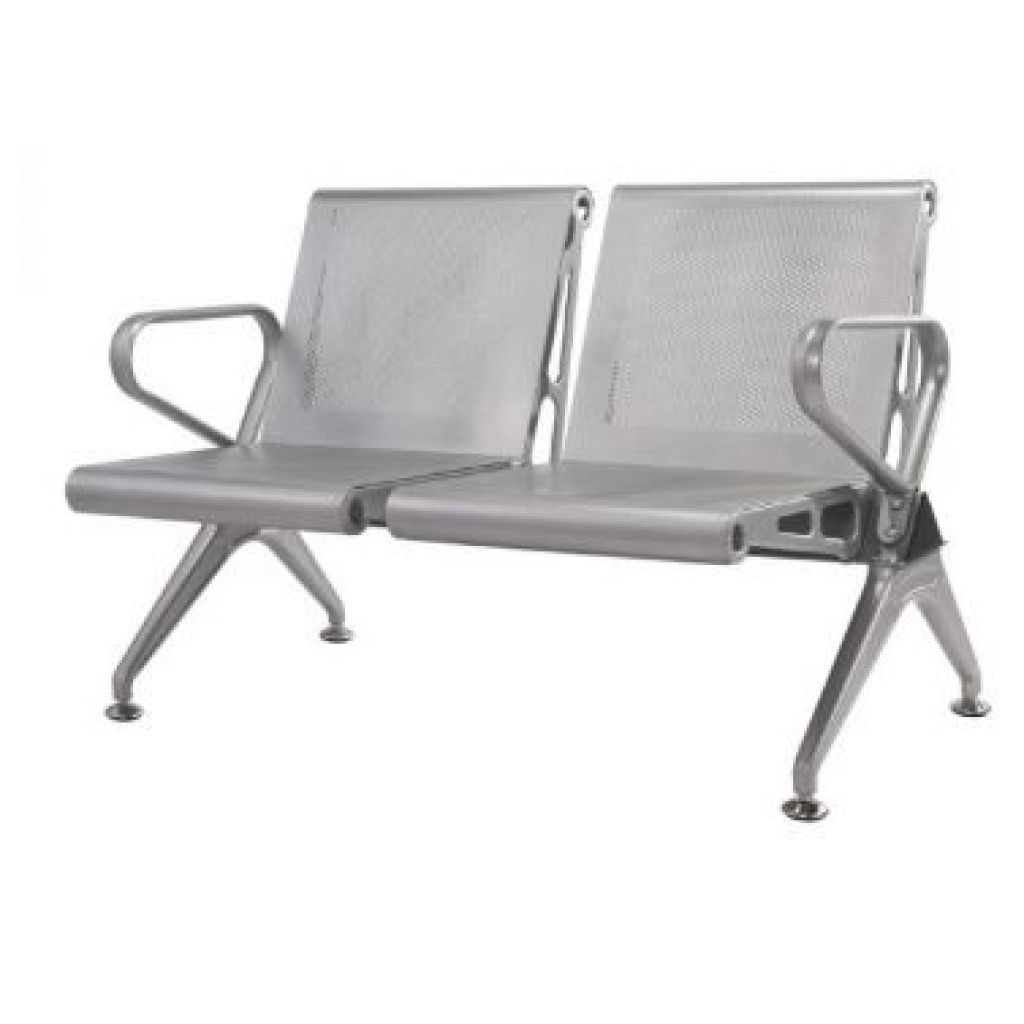 C-Deluxe 2-Seater Public Bench Seating, Aluminium Powder Coated Arms and Legs, Heavy Duty Steel Tubing