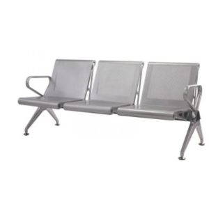 C-Deluxe 3-Seater Public Bench Seating, Aluminium Powder Coated Arms and Legs, Heavy Duty Steel Tubing