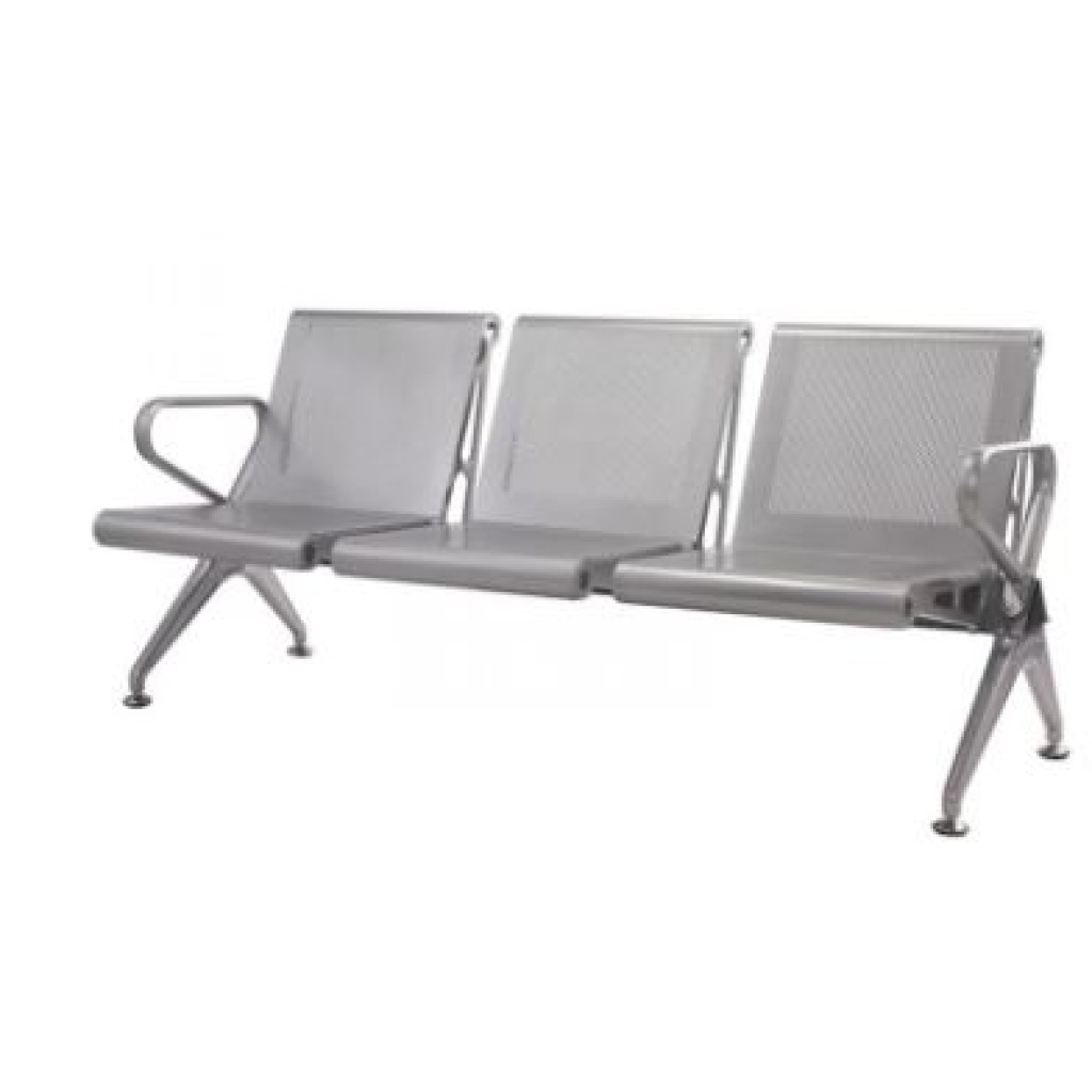 C-Deluxe 3-Seater Public Bench Seating, Aluminium Powder Coated Arms and Legs, Heavy Duty Steel Tubing